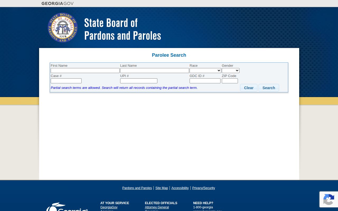 Georgia State Board of Pardons and Paroles process page