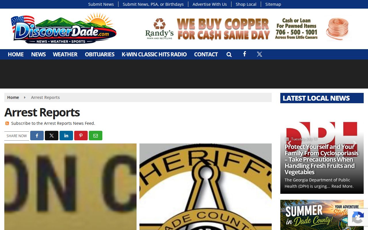 Discover Dade arrest-report archive used as a booking lead